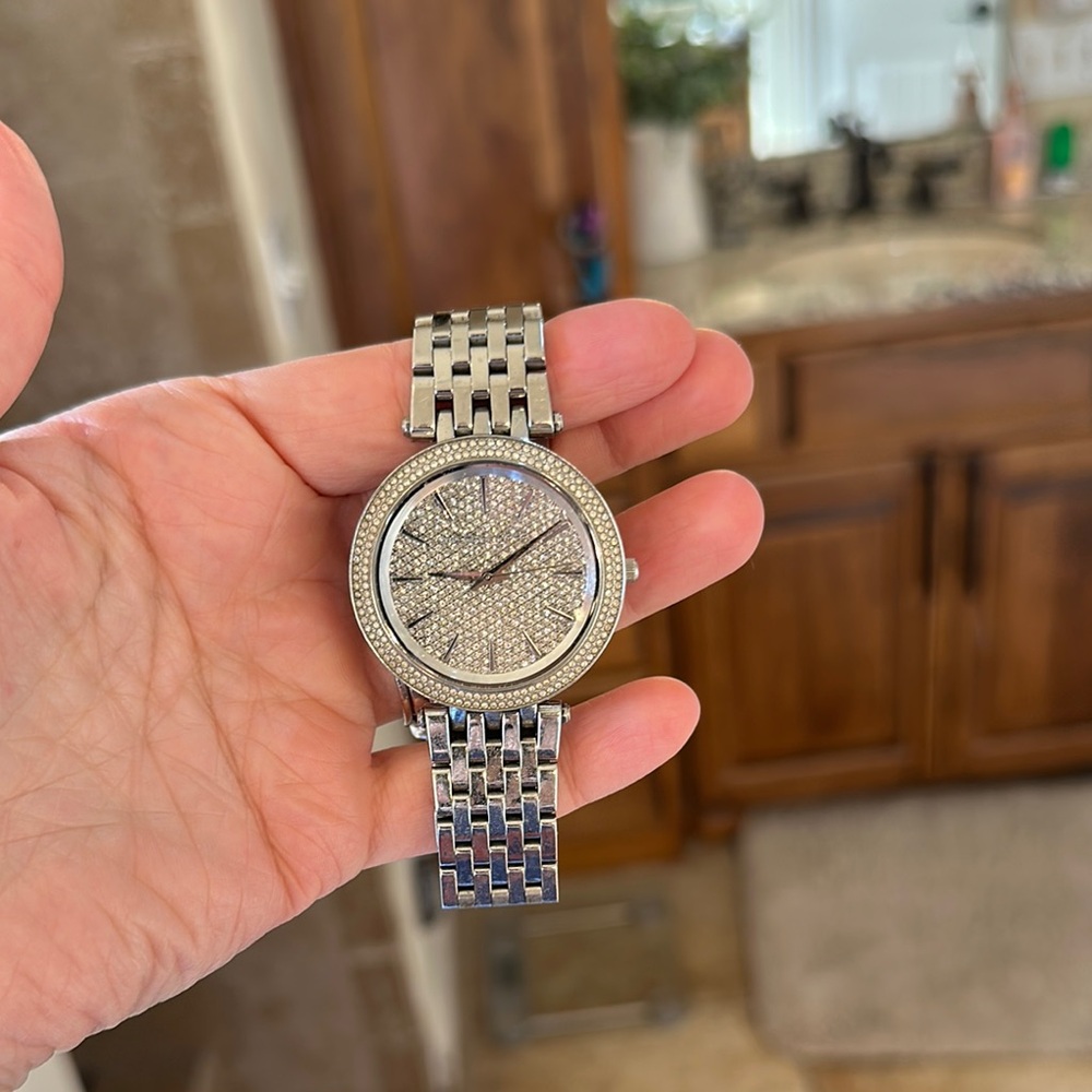 Michael Kors Silver Crystal-Embellished Watch
